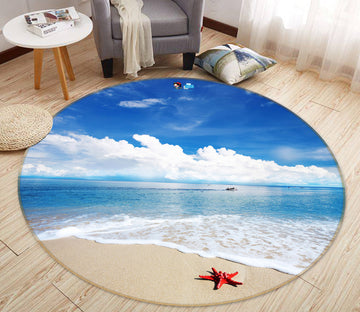 3D Seaside Starfish 74121 Round Non Slip Rug Mat