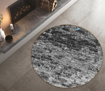3D Brick Wall 72129 Round Non Slip Rug Mat