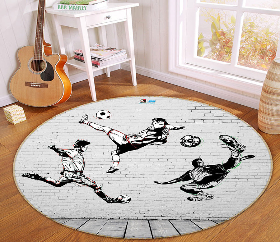 3D Play Football 66170 Round Non Slip Rug Mat