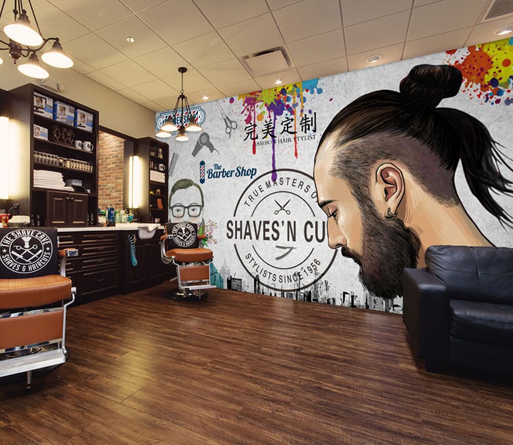 3D Signature Hairstyle 1479 Barber Shop Wall Murals Wallpaper AJ Wallpaper 2 