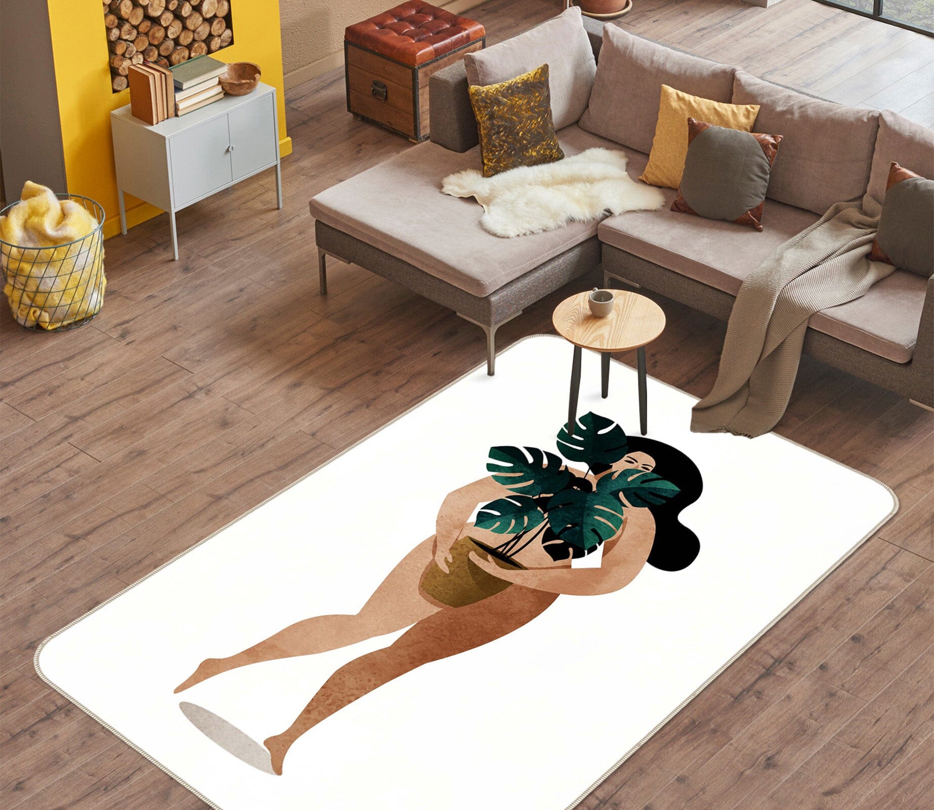 3D Nude With Plant 1092 Boris Draschoff Rug Non Slip Rug Mat Mat AJ Creativity Home 