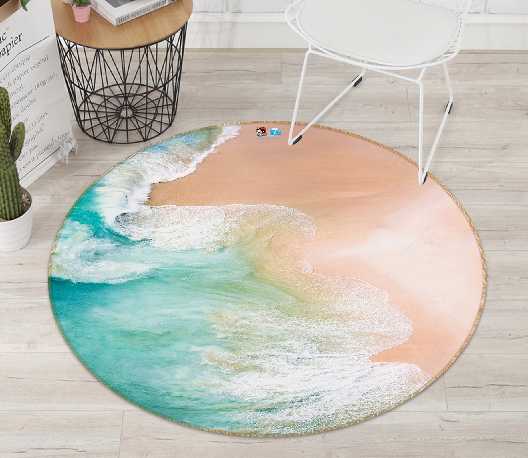3D Seaside 69136 Round Non Slip Rug Mat