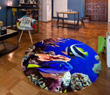 3D Sea Fish 72046 Round Non Slip Rug Mat