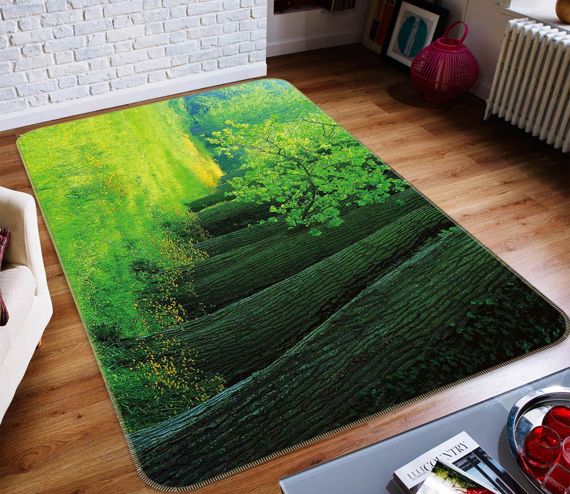 3D Trees Grass 75177 Non Slip Rug Mat