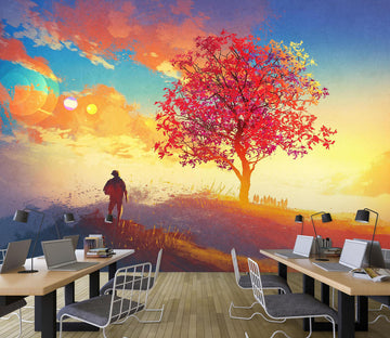 3D Dusk Tree 157 Wall Murals