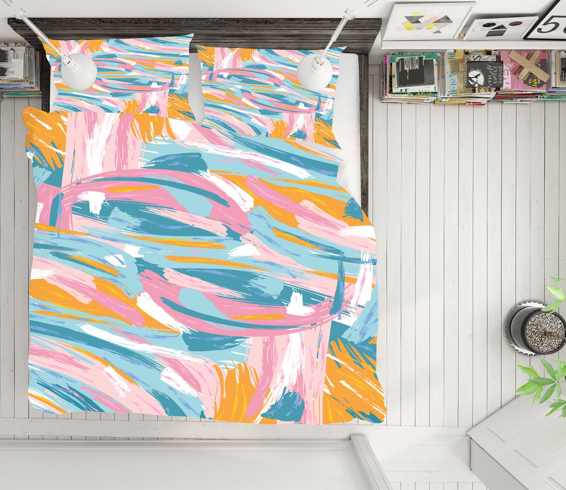 3D Color Stripes 60066 Bed Pillowcases Quilt