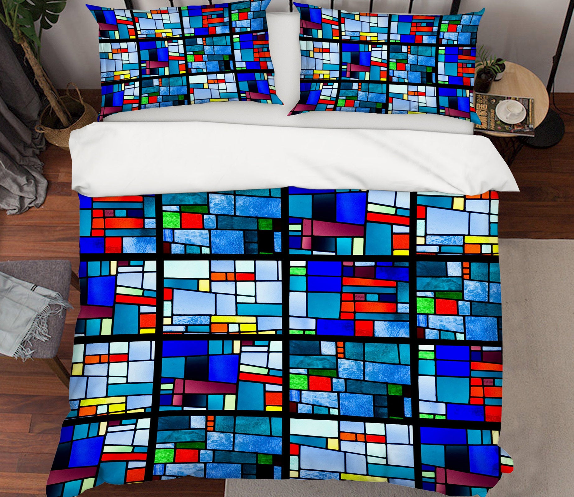 3D Blue Color Block 13153 Bed Pillowcases Quilt