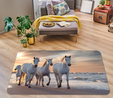 3D Seaside White Horse 30001 Non Slip Rug Mat