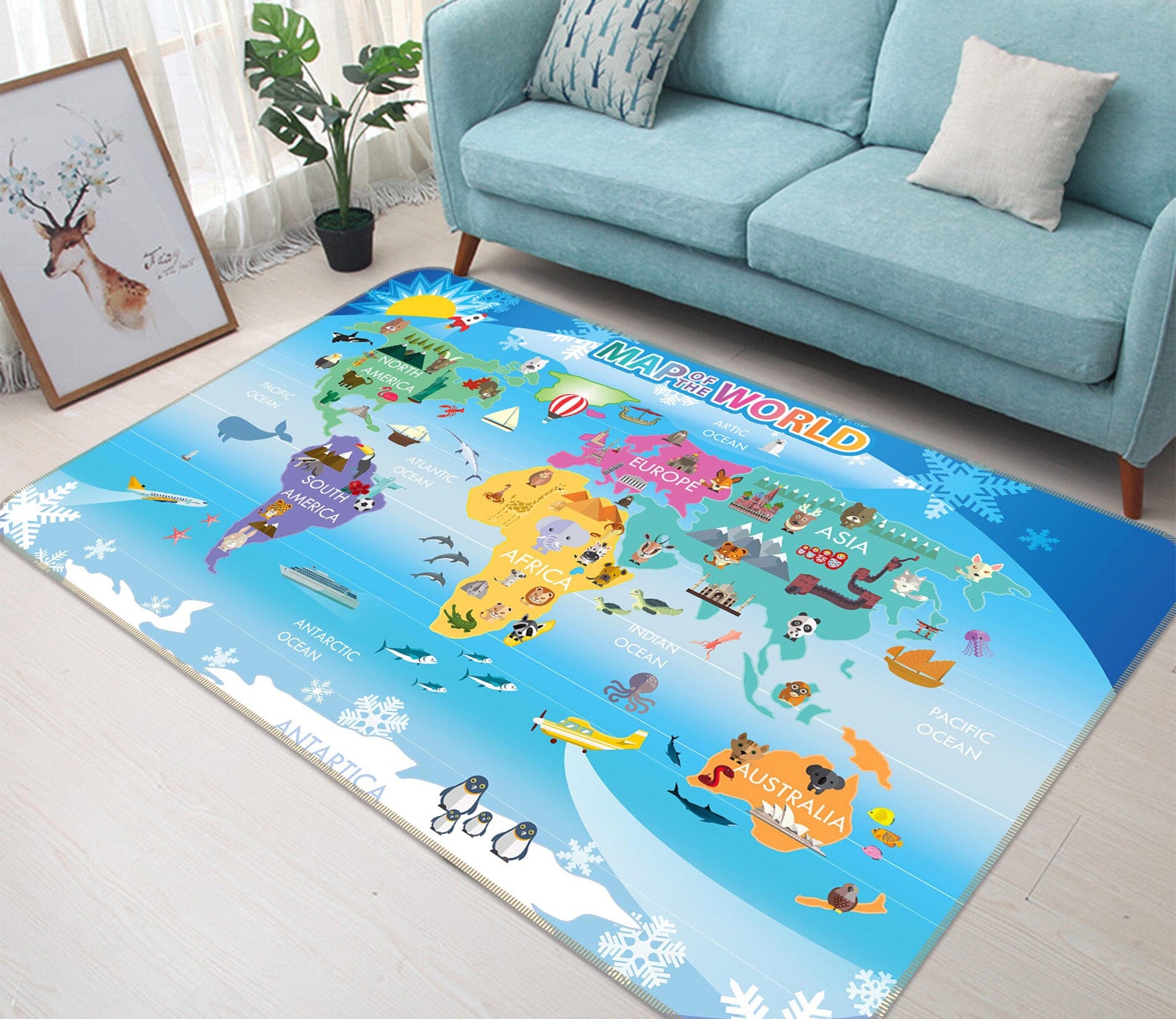 3D Painted Mountain Peak 275 World Map Non Slip Rug Mat Mat AJ Creativity Home 