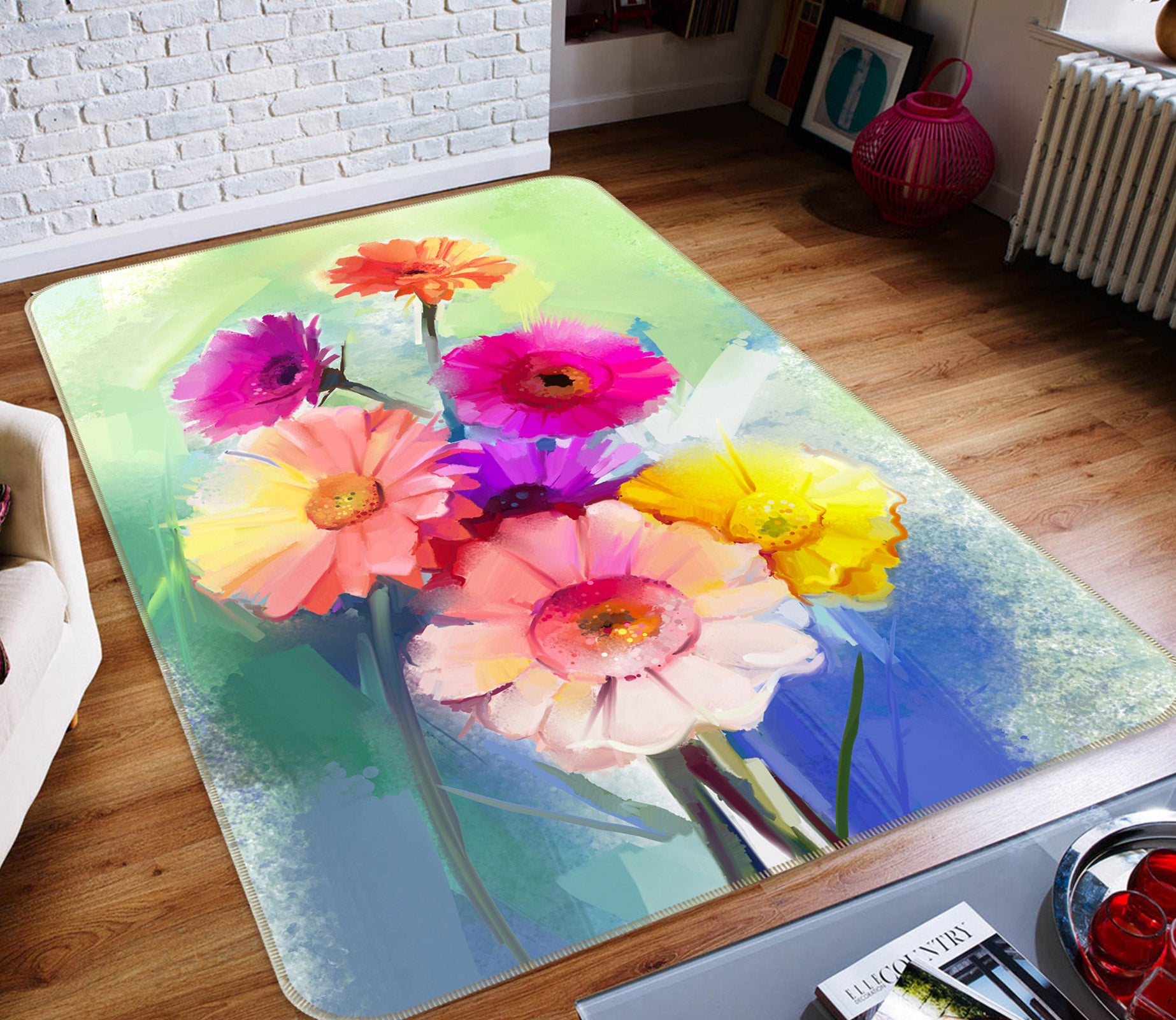 3D Flowers 33053 Non Slip Rug Mat