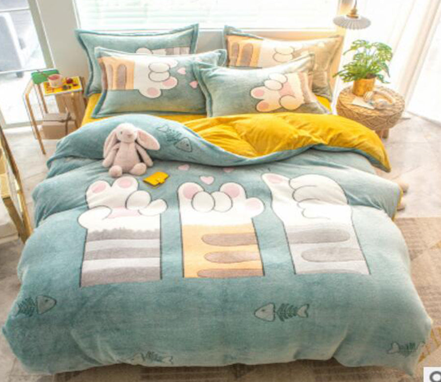 3D Cat Paw 14184 Bed Pillowcases Quilt