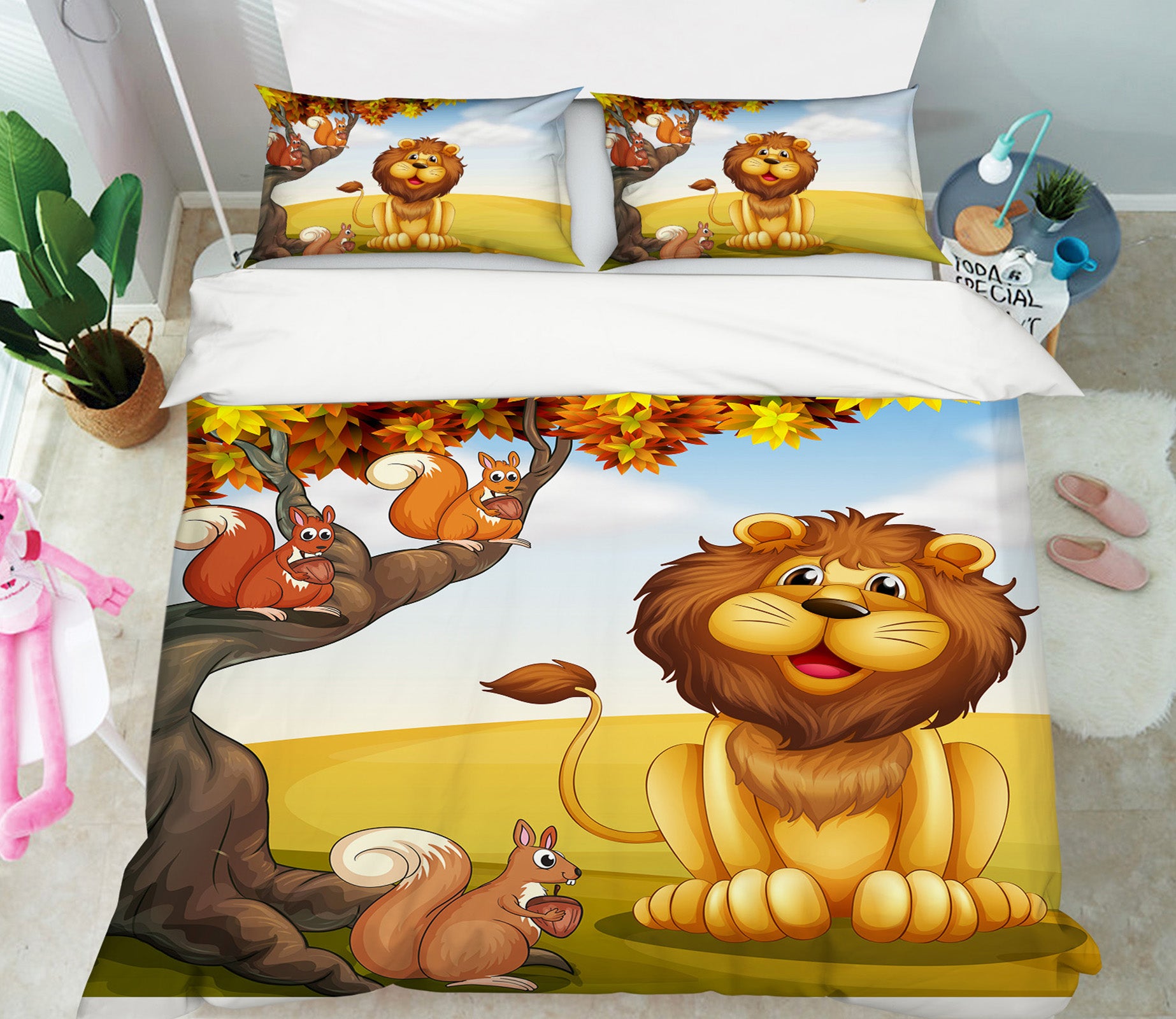 3D Lion Pine 19158 Bed Pillowcases Quilt