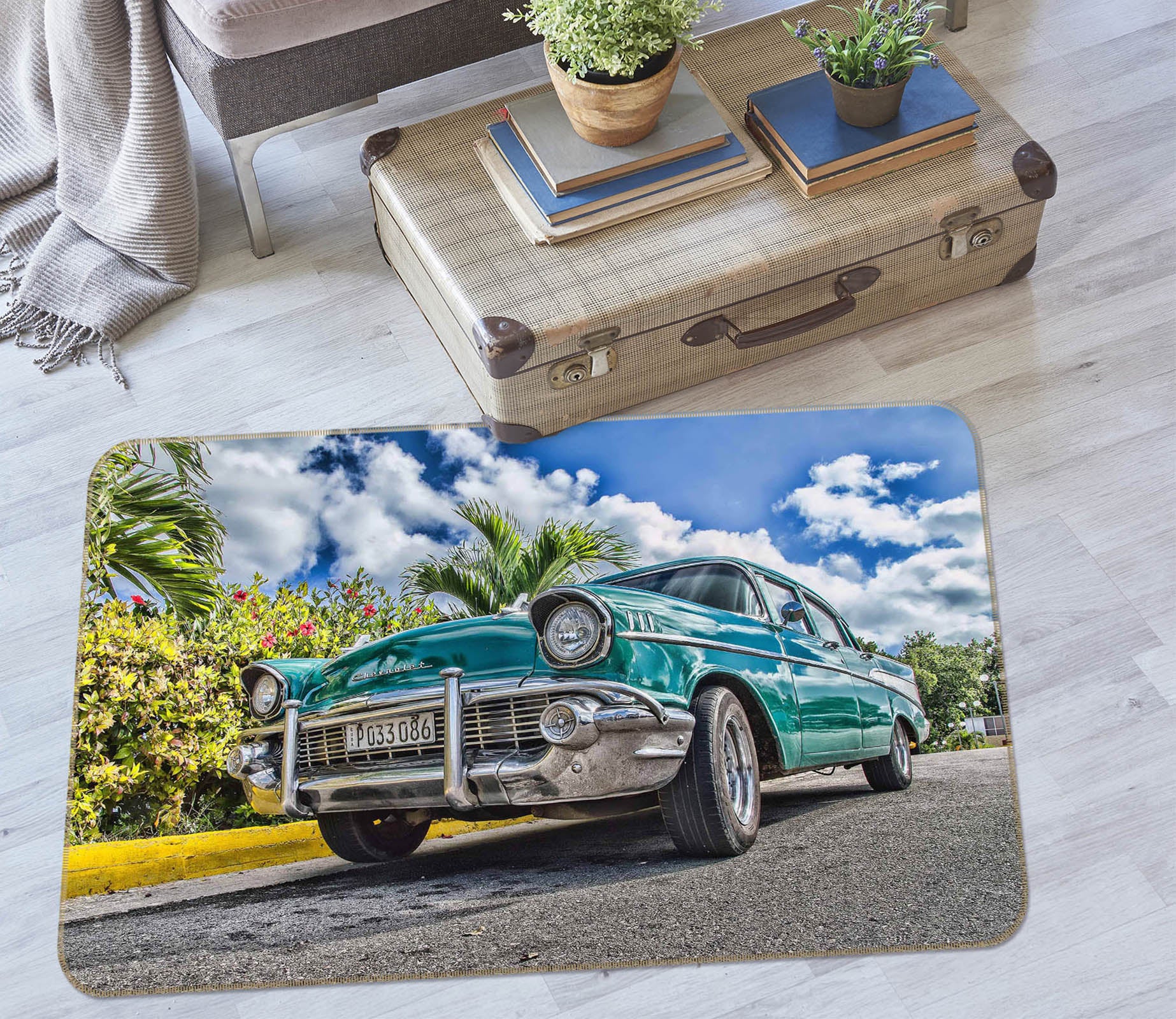 3D Sky Tree Blue-Green Car 68049 Vehicle Non Slip Rug Mat