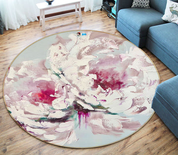 3D Decorative Flower 3909 Skromova Marina Rug Round Non Slip Rug Mat