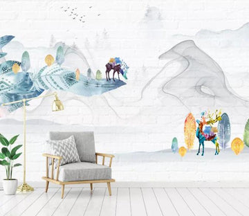 3D Little Deer Park 099 Wall Murals Wallpaper AJ Wallpaper 2 