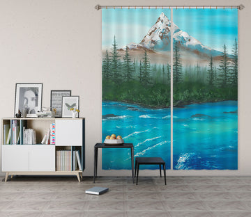 3D Snow Mountain River 1733 Marina Zotova Curtain Curtains Drapes