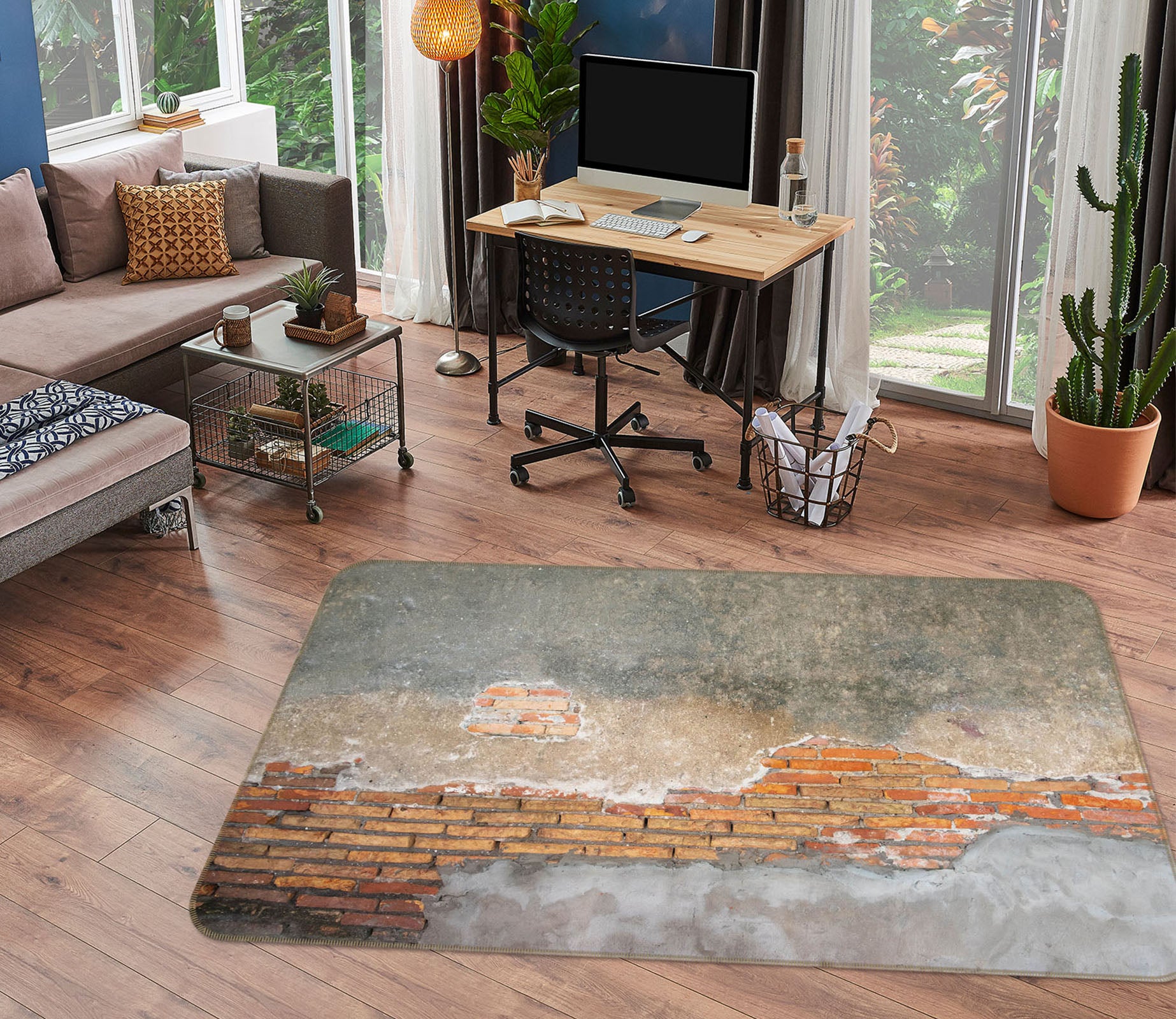3D Red Brick Wall Pattern 31056 Non Slip Rug Mat