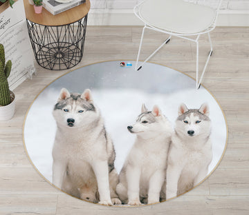 3D Huskys 81191 Round Non Slip Rug Mat