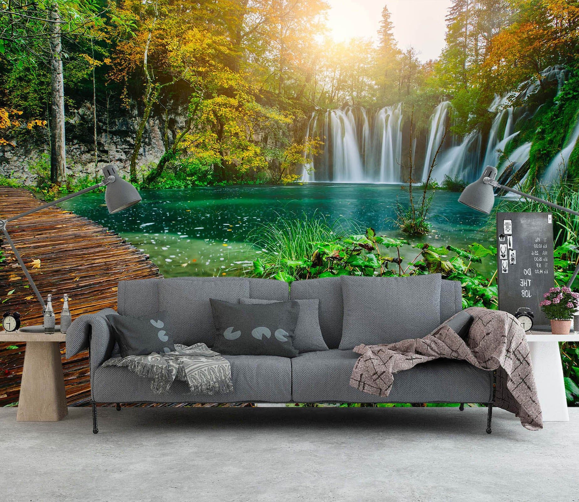 3D Waterfall Lake 1121 Wall Murals Wallpaper AJ Wallpaper 2 