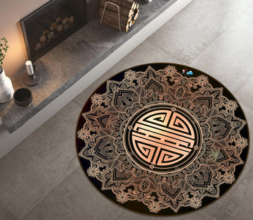 3D Golden Totem 74280 Round Non Slip Rug Mat