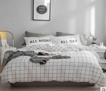 3D White Small Grid 20245 Bed Pillowcases Quilt