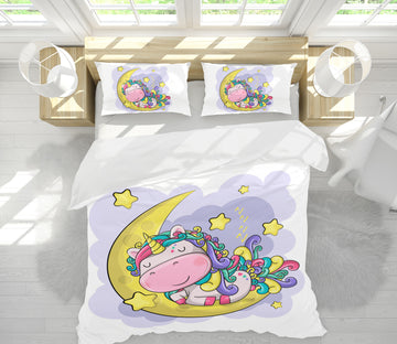3D Cartoon Moon Unicorn 58200 Bed Pillowcases Quilt