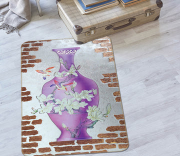 3D Vase Red Brick Wall 32210 Non Slip Rug Mat