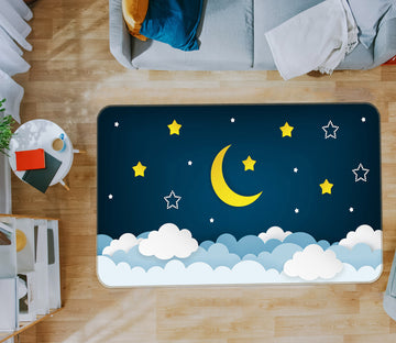 3D Moon Clouds 77177 Non Slip Rug Mat