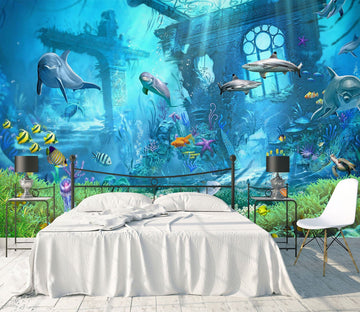 3D Dolphin Castle 1627 Wall Murals Wallpaper AJ Wallpaper 2 
