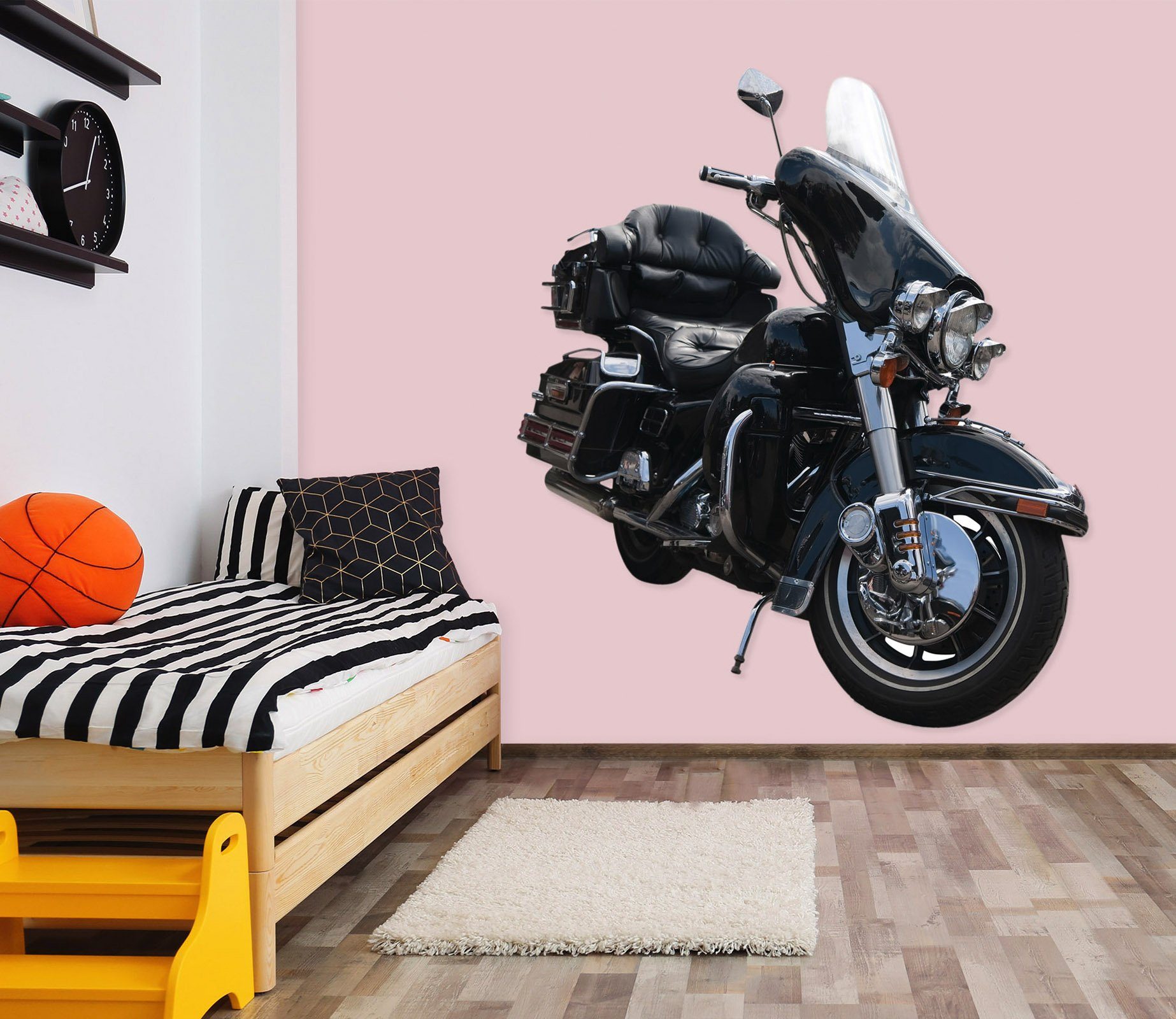 3D Black Motorcycle With Tail Box 0171 Vehicles Wallpaper AJ Wallpaper 