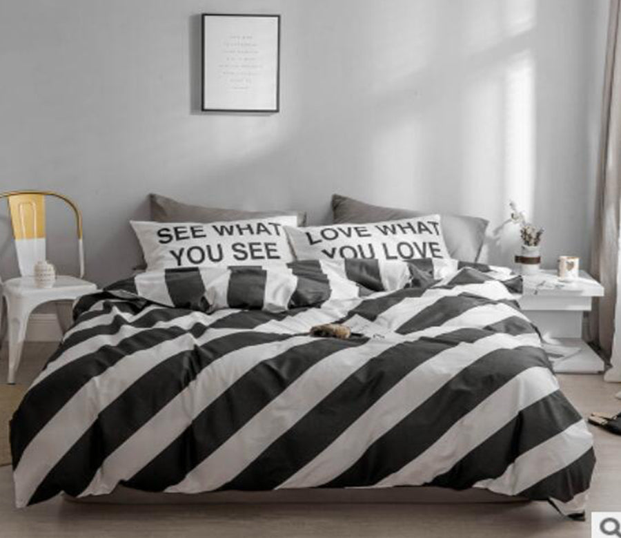 3D Black Stripes 20248 Bed Pillowcases Quilt