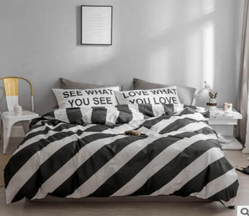 3D Black Stripes 20248 Bed Pillowcases Quilt