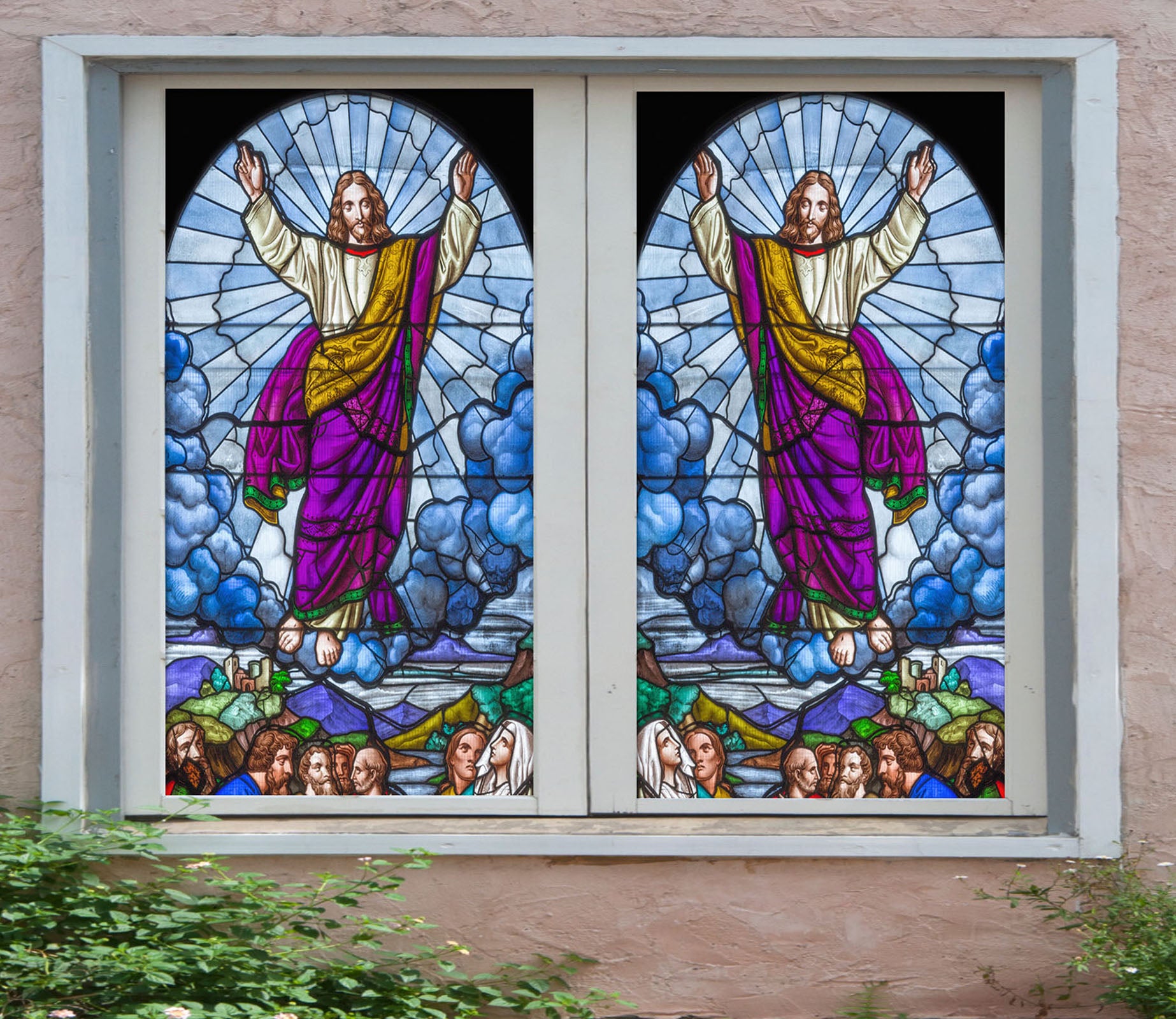 3D Priesthood Cloud 069 Window Film Print Sticker Cling Stained Glass UV Block