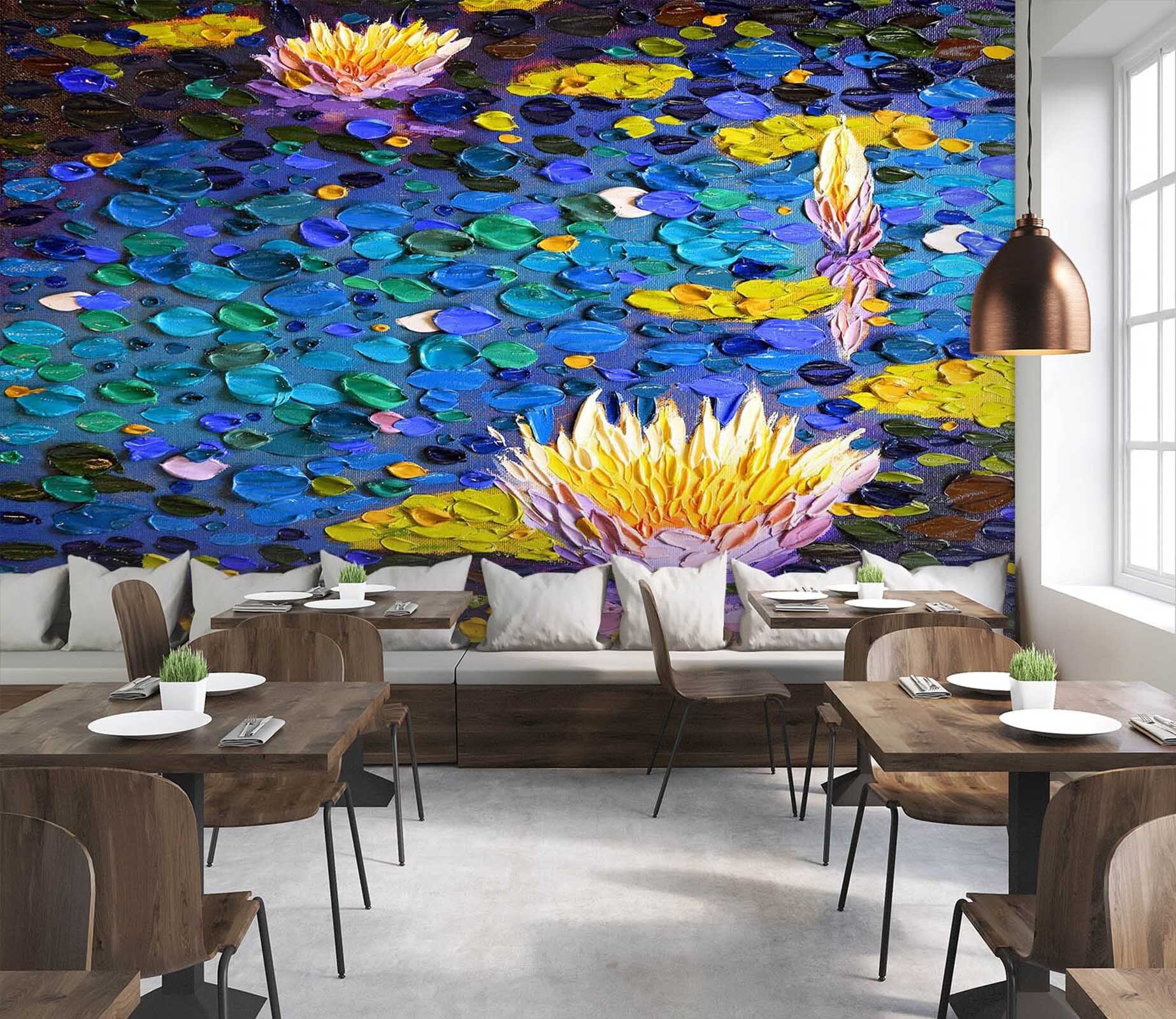 3D Lotus Pond 1418 Dena Tollefson Wall Mural Wall Murals Wallpaper AJ Wallpaper 2 