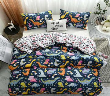3D Colored Little Dinosaur 7056 Bed Pillowcases Quilt