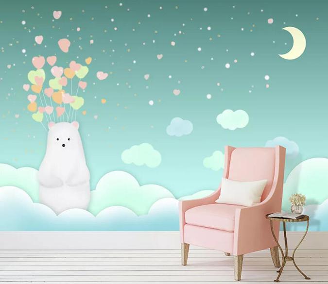 3D Bear Moon 015 Wall Murals Wallpaper AJ Wallpaper 2 