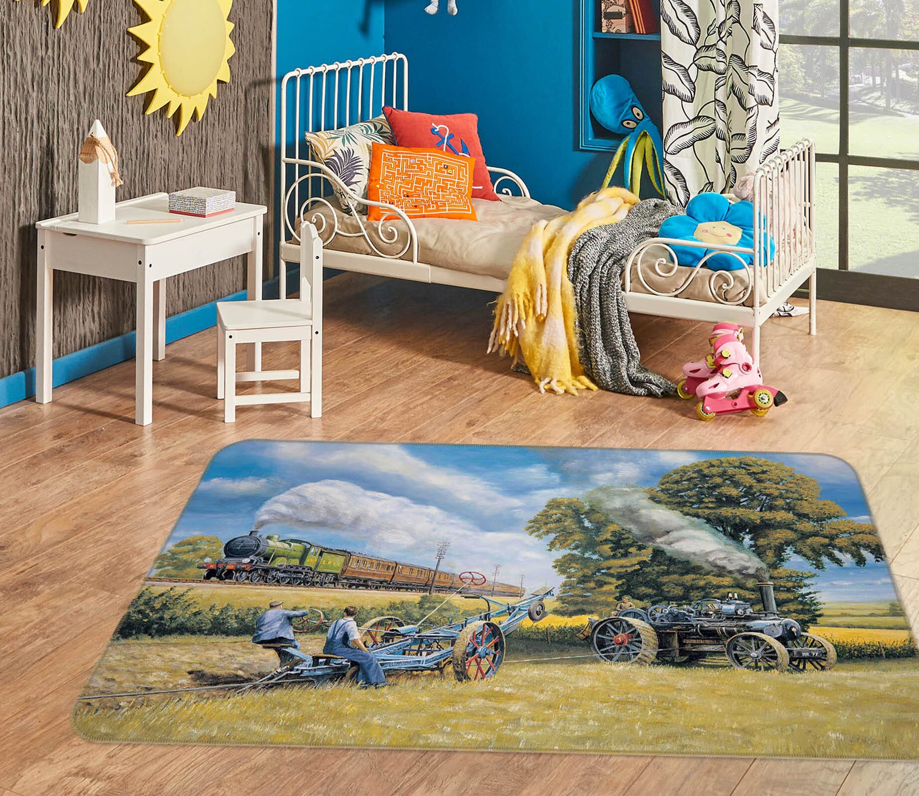 3D In Days Of Steam 1080 Trevor Mitchell Rug Non Slip Rug Mat Mat AJ Creativity Home 