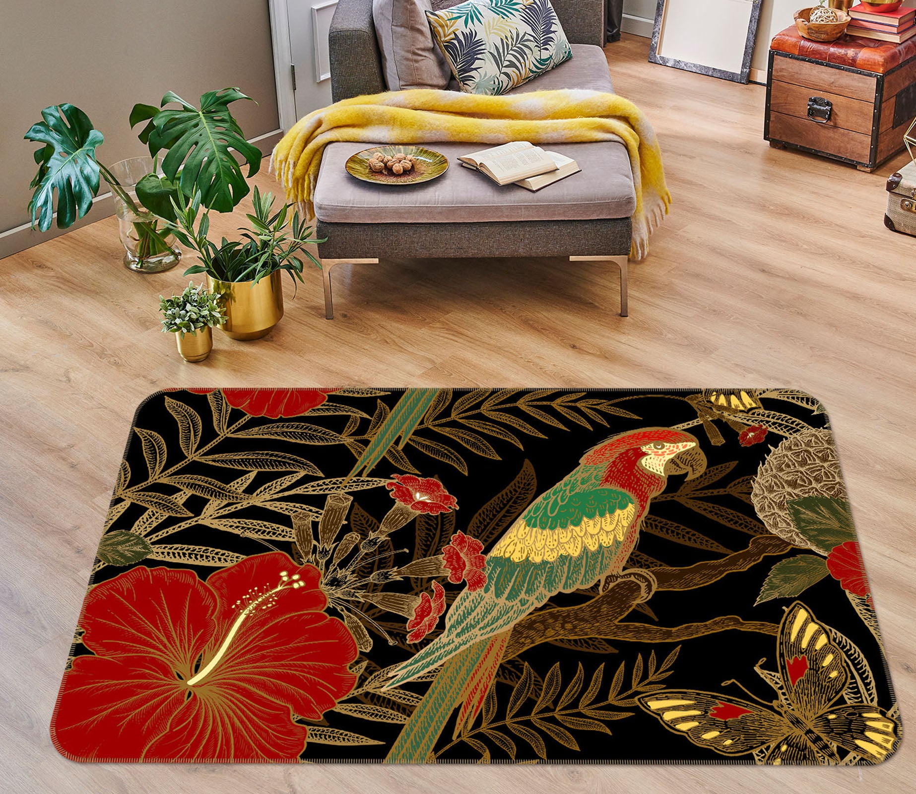 3D Flower Bird 30169 Non Slip Rug Mat