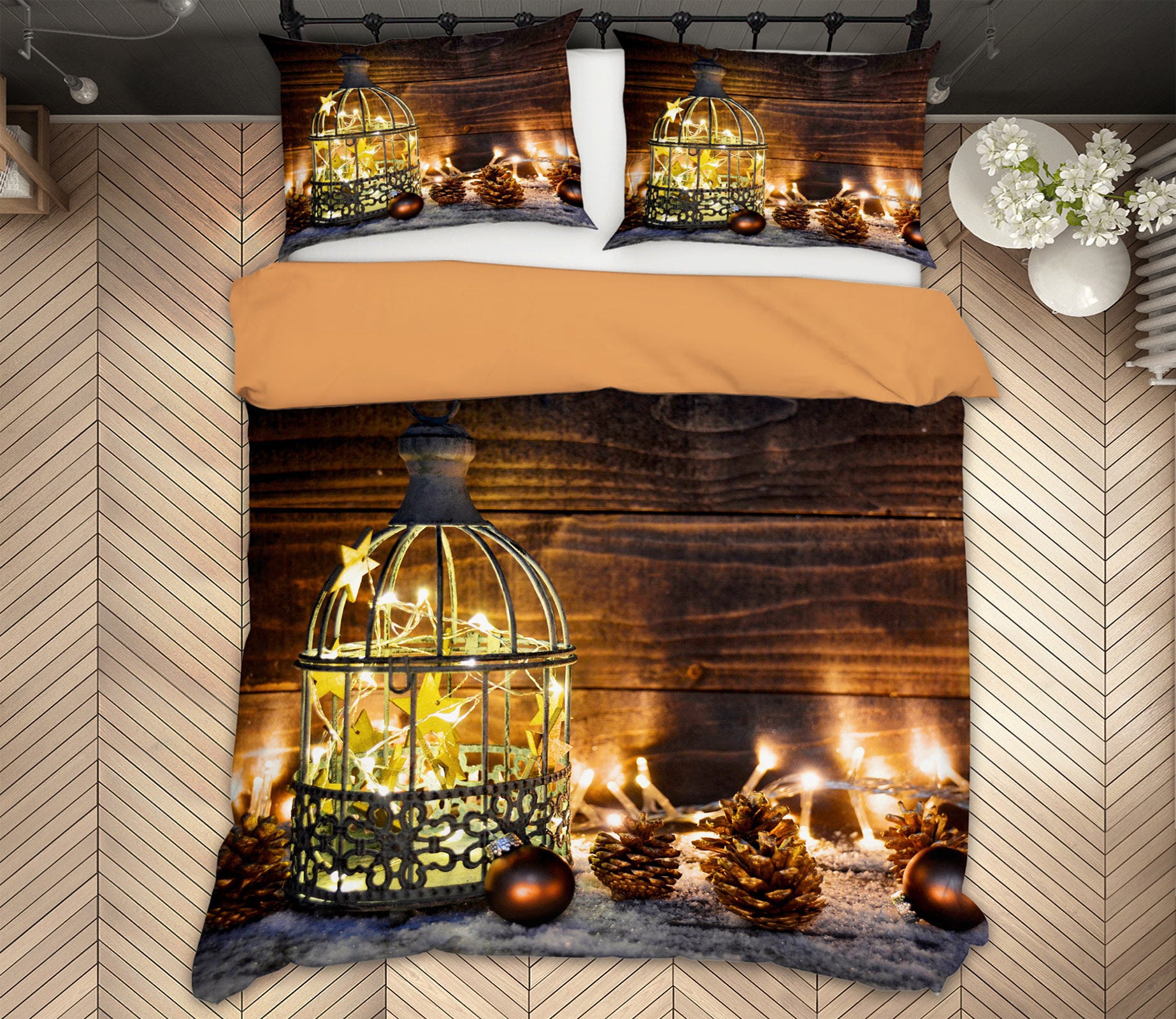 3D Five-Pointed Star String Lights 51035 Christmas Quilt Duvet Cover Xmas Bed Pillowcases