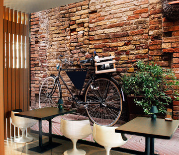 3D Brick Wall Bicycle 373 Vehicle Wall Murals