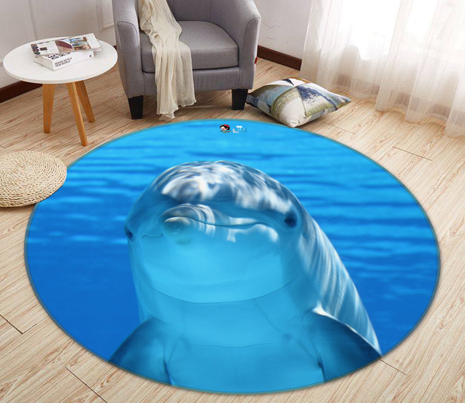 3D Dolphin 74033 Round Non Slip Rug Mat