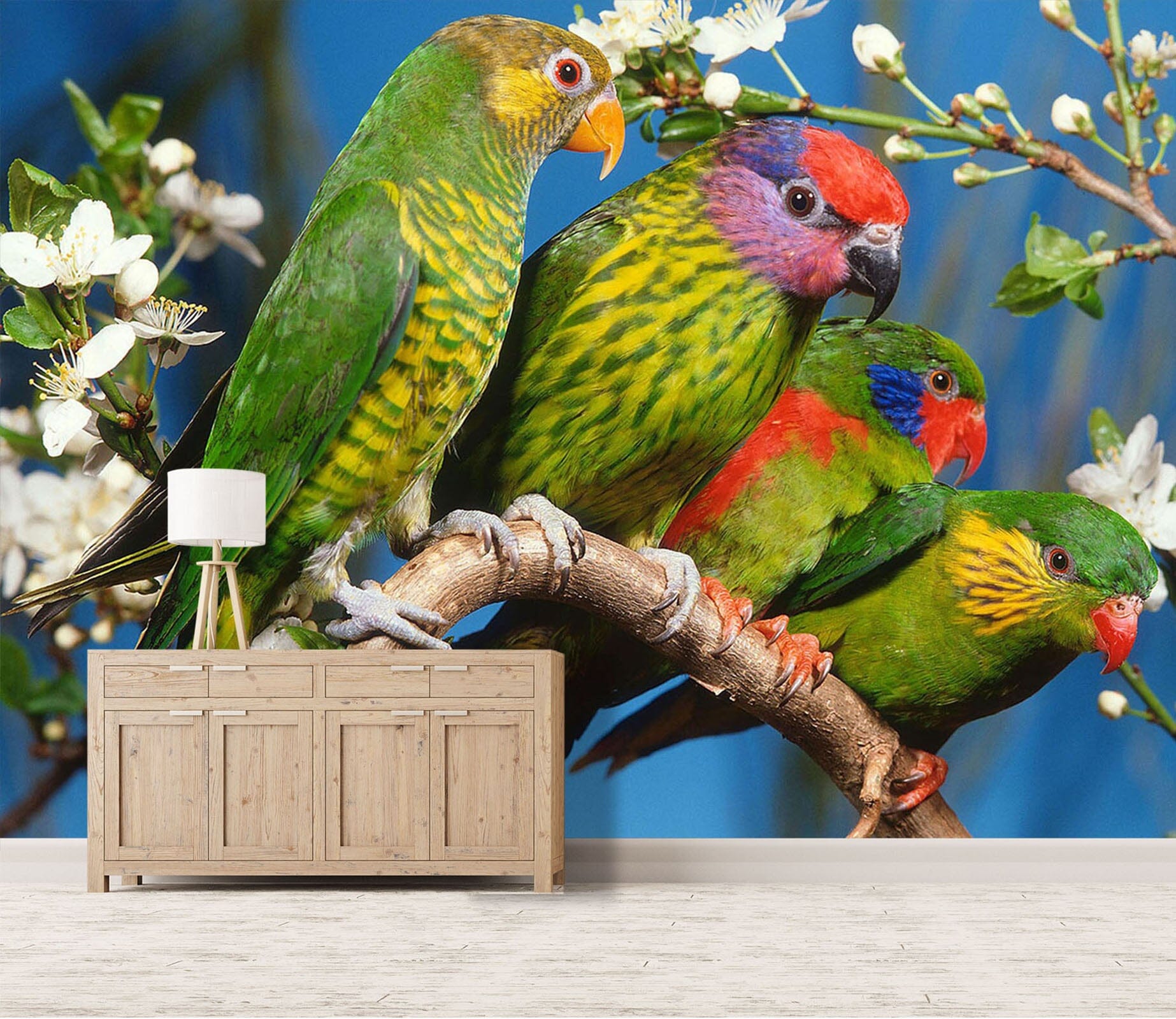 3D Green Bird 232 Wall Murals Wallpaper AJ Wallpaper 2 