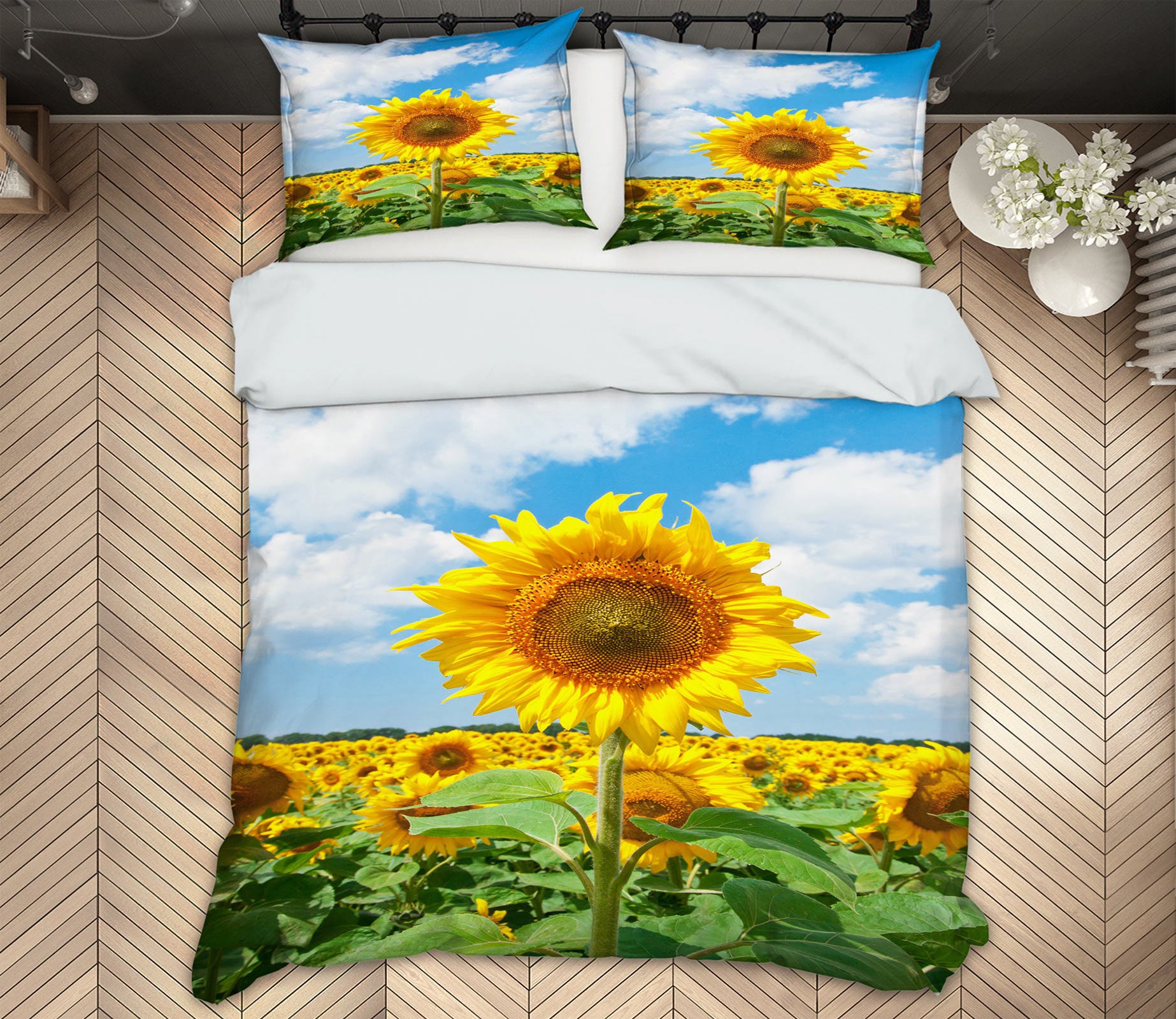 3D Sunflower Flower 59185 Bed Pillowcases Quilt