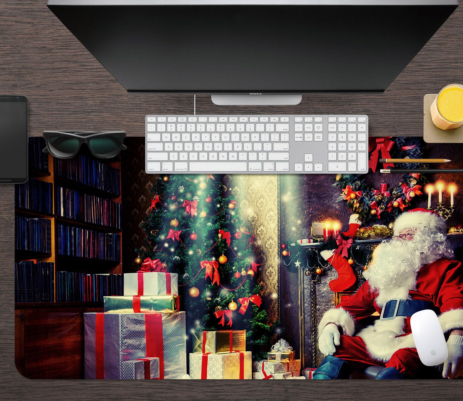 3D Santa Claus Tree Gift 51174 Christmas Desk Mat Xmas