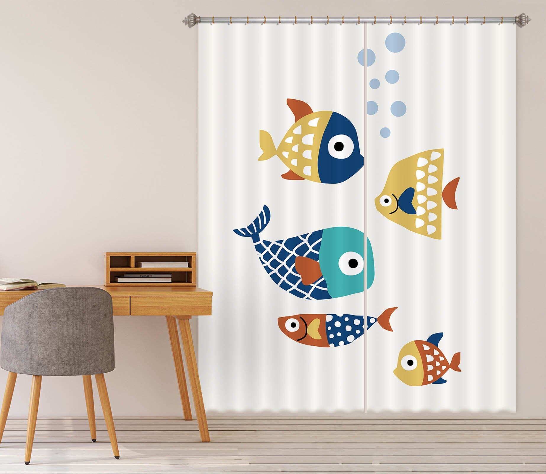 3D Color Fish 1077 Boris Draschoff Curtain Curtains Drapes Curtains AJ Creativity Home 