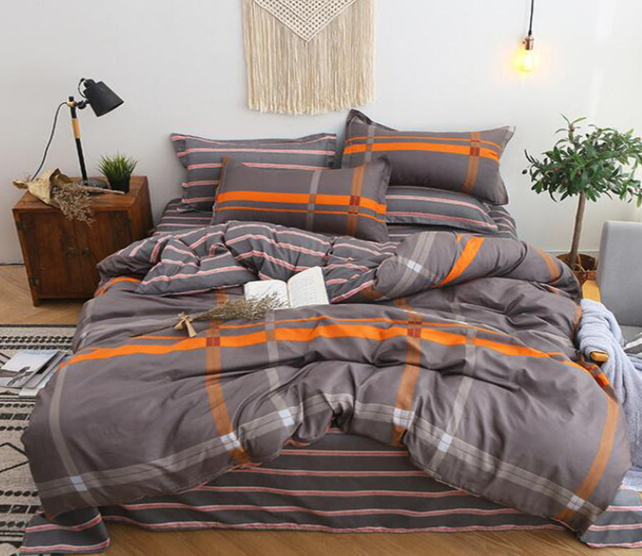 3D Orange Brown Stitching 12029 Bed Pillowcases Quilt