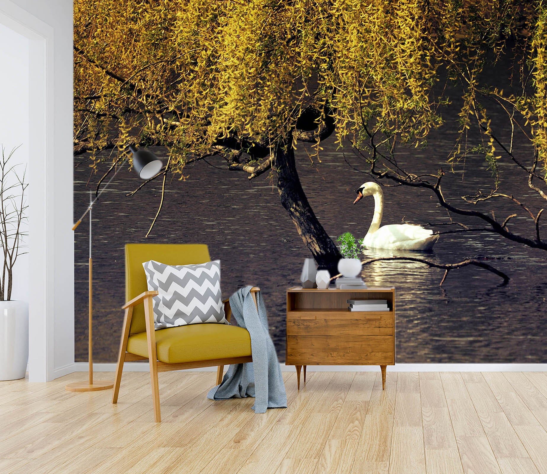 3D Swan Tree 269 Wall Murals Wallpaper AJ Wallpaper 2 