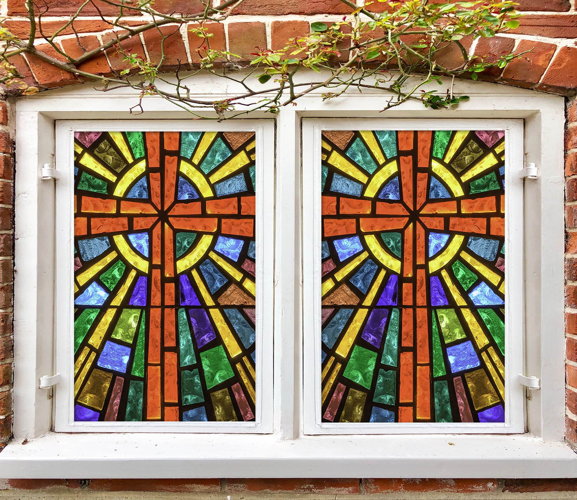 3D Cross Ceiling 156 Window Film Print Sticker Cling Stained Glass UV Block