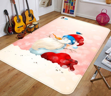 3D White Bearded Bird 046 Non Slip Rug Mat Mat AJ Creativity Home 