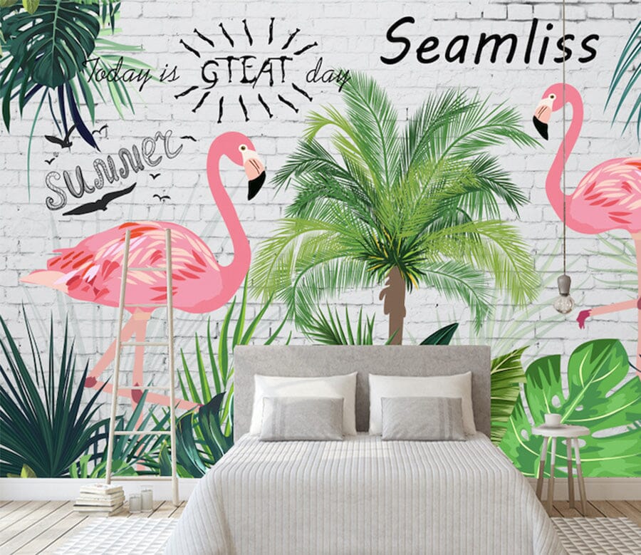 3D Pink Flamingo WG261 Wall Murals Wallpaper AJ Wallpaper 2 